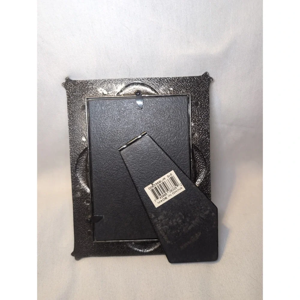Celestial Picture Frame Table Top Crescent Moons & Stars Pewter Tone 3.5x5